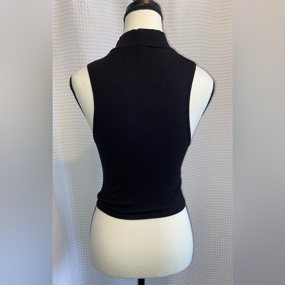 Women’s Zara Black sleeveless stretchy black mock neck ribbed Tank top size XS/S - Picture 8 of 9